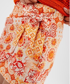 jupe short en viscose imprime femme orange shortsL834401_2