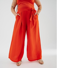 GEMO Pantalon large en viscose texturée femme grande taille orange standard