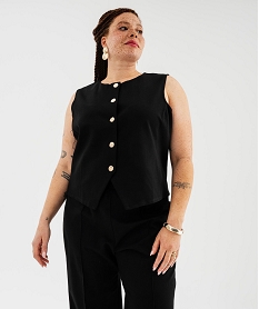 GEMO Veste sans manches à boutons bijoux femme grande taille noir standard