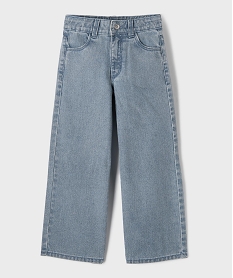 GEMO Jean wide leg en denim de coton pailleté fille bleu standard