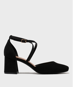 GEMO Escarpins à bout carré et talon large en suédine femme - Valentina Baldano noir standard