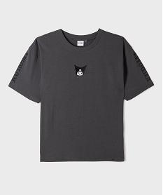GEMO Tee-shirt manches courtes en jersey de coton imprimé devant et dos fille - Kuromi Gris