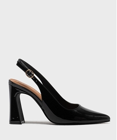 GEMO Escarpins sling-back à bout pointu et talon haut femme- Follow Me noir standard