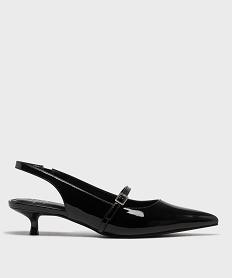 GEMO Escarpins sling-back à bout pointu et bride cou-de-pied vernis femme - Follow Me noir standard