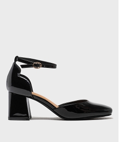 GEMO Escarpins à bout carré et talon large vernis femme - Valentina Baldano noir standard