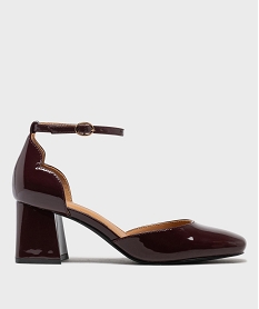 GEMO Escarpins à bout carré et talon large vernis femme - Valentina Baldano Rouge