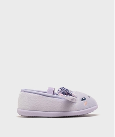 GEMO Chaussons ballerines en velours imprimés à détails en relief fille Violet