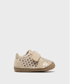 GEMO Chaussures de parc à motifs fleuris scintillants bébé fille - Alma Beige