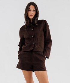 GEMO Veste courte en suédine femme marron fonce