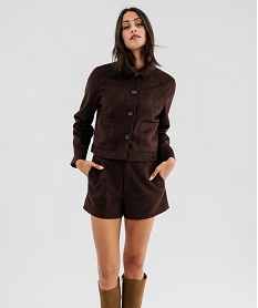 GEMO Short en suédine femme marron fonce