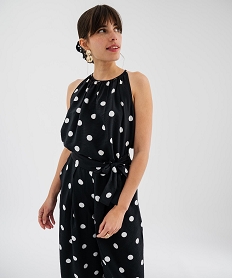 GEMO Blouse sans manches en viscose à pois femme Noir
