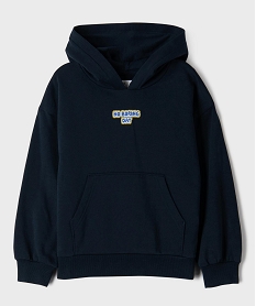 GEMO Sweat à capuche avec inscription devant et dos garçon Bleu