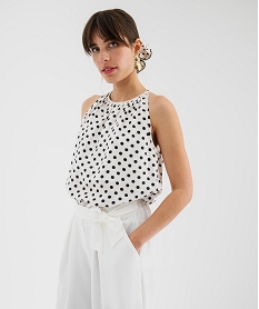 blouse sans manches en viscose a pois femme blanc blousesL880201_2