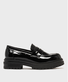 GEMO Mocassins chunky à semelle crantée et tige vernie femme - Follow Me noir standard