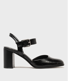 GEMO Escarpins sling back à talon large et bout carré femme - Follow Me noir standard
