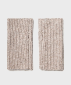 GEMO Mitaines en maille côtelée femme beige standard