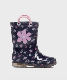 GEMO Bottes de pluie à motifs fleuris et semelle lumineuse fille - Lovely Wings Violet
