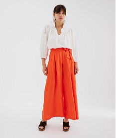 GEMO Blouse manches 34 en toile de coton unie femme blanc standard
