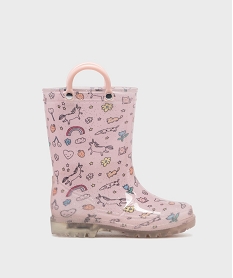 GEMO Bottes de pluie à motifs et semelle lumineuse fille - Lovely Wings Rose