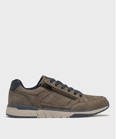 GEMO Baskets basses de ville à lacets et zip homme - Urban Steps marron standard