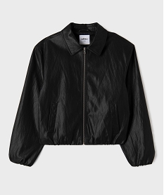 GEMO Veste courte à col chemise en cuir imitation femme noir standard