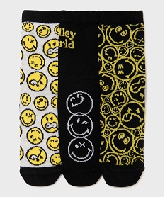 GEMO Chaussettes tige haute imprimées garçon - Smiley World (lot de 3 paires) Noir