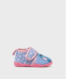 GEMO Chaussons en velours à scratch moelleux imprimé fille - Stitch bleu standard