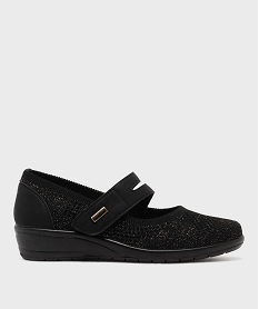 GEMO Ballerines confort en mesh fermeture scratch femme Noir