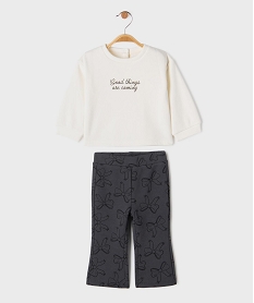 GEMO Ensemble 2 pièces sweat et pantalon chauds bébé fille blanc standard