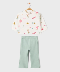 GEMO Ensemble 2 pièces sweat et pantalon chauds bébé fille Beige