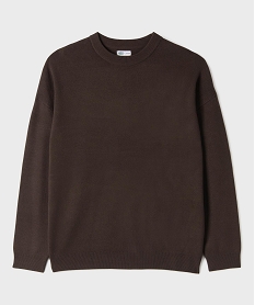 GEMO Pull à col rond en viscose garçon marron fonce
