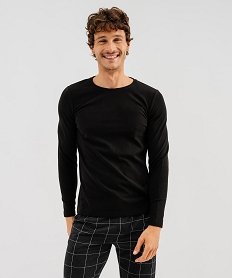 GEMO Tee-shirt col rond uni homme noir standard