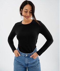 GEMO Tee-shirt nuit manches longues femme noir standard