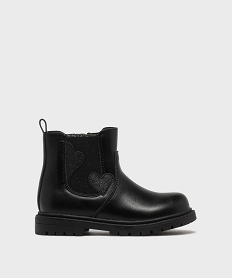 GEMO Boots Chelsea zippées à cœurs pailletés  fille - Lovely Wings noir standard