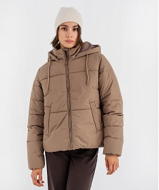 GEMO Doudoune à capuche et col montant femme Beige
