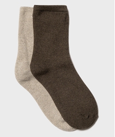 GEMO Chaussettes thermiques femme (lot de 2) marron standard