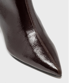 GEMO Bottines vernies à bout pointu et talon fin femme - Follow Me Rouge