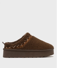 GEMO Boots basses fourrées à semelle plateforme crantée femme marron standard