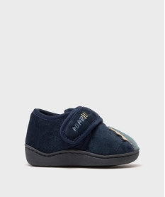 GEMO Chaussons montants à scratch en velours brodé garçon Bleu