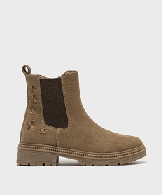 GEMO Boots Chelsea zippées en suédine et semelle crantée fille - LuluCastagnette Brun