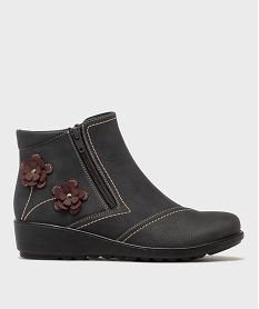 GEMO Boots confort à talon compensé avec motifs fleurs femme Gris