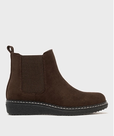GEMO Boots en suédine avec doublure chaude et élastique latéral femme - Gflex noir standard