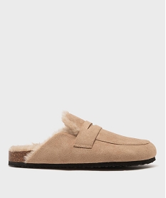 GEMO Chaussons mules en textile avec doublure chaude femme - Roadsign Beige