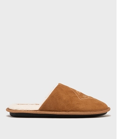 GEMO Chaussons mules fourrés dessus velours homme - Roadsign Brun