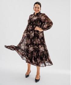 GEMO Robe longue femme grande taille marron fonce