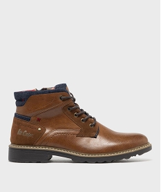 GEMO Boots à lacets et zip avec détails en jean homme  - Lee Cooper marron vif