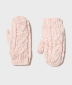 GEMO Moufles en maille torsadée doublées polaire bébé fille Rose