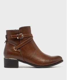 GEMO Boots zippées à petit talon femme marron standard