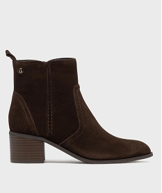 GEMO Boots à talon dessus cuir femme - LuluCastagnette marron fonce