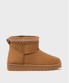 GEMO Boots fourrées à tige brodée fille marron standard